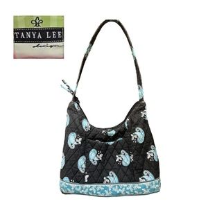 Tanya Lee Design Purse Black and Aqua Paisley Design Zipper Closure & 4 Pockets
